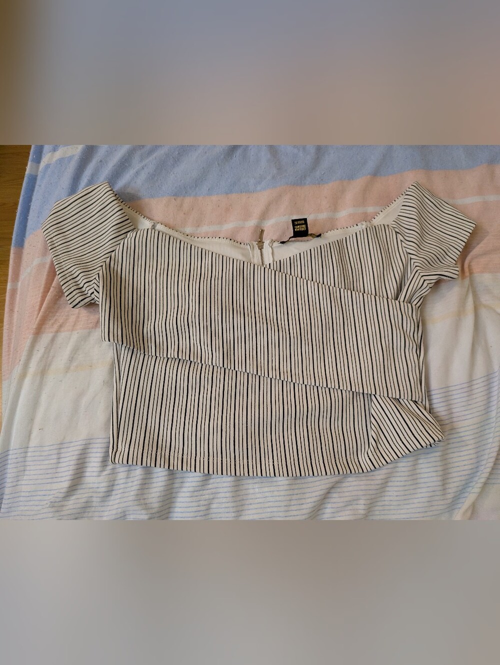 Striped Black and White Cropped Top